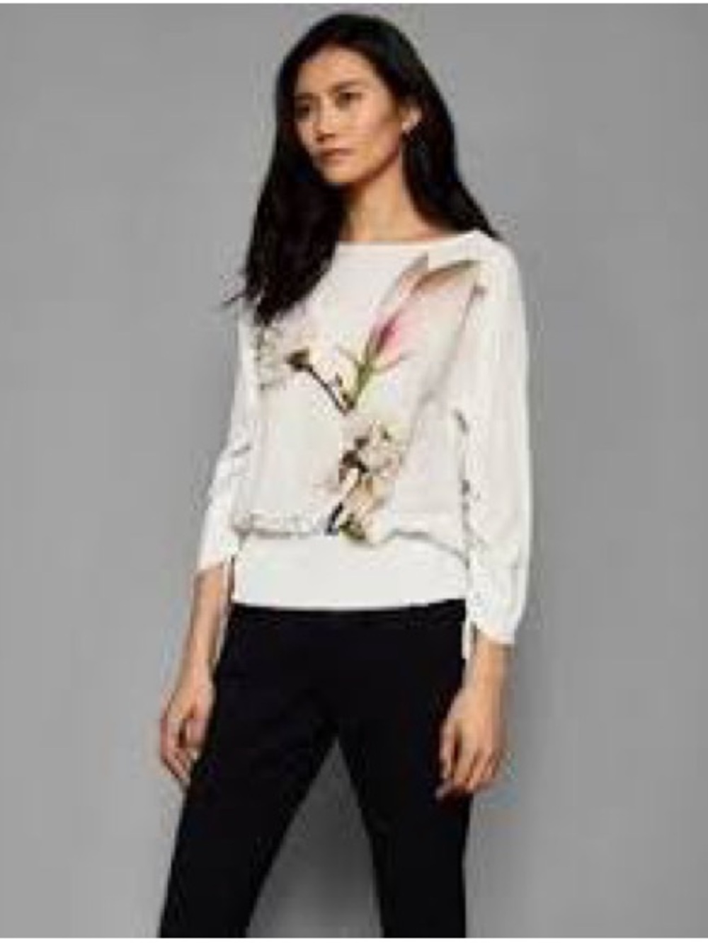 Ted Baker London Cream Floral Boatneck Blouse